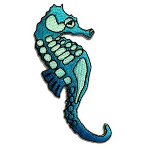Ecusson - hippocampe - bleu - 4,5x10,4cm - patches brode appliques thermocollant