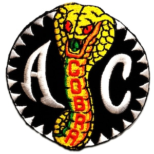 Iron on patches - AC Cobra Logo - yellow - Ø7,5cm -Application Embroided badges