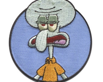 SpongeBob SquarePants Thaddeus Embroidered - Iron On Patches Adhesive Emblem Stickers Appliques, Size - 6,4 x 6,7 cm
