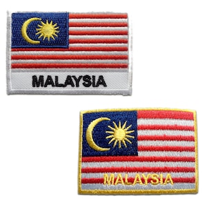 Malaysia Flag Banner - Iron On Patches Adhesive Emblem Stickers Appliques, Size - 2.01 x 2.8 Inches