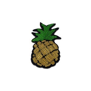 Aufnäher / Bügelbild - Ananas Obst Frucht mit Pailletten – gold – 8,3x4,8cm - Patch