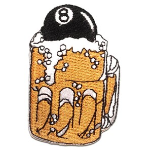 Aufnäher / Bügelbild - Bier Billard - gold - 4.5 x 7.5 cm - Applikationen Patch