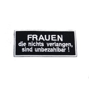 Iron on patches - Frauen die nichts verlangen sind unbezahlbar Biker - black - 9,7x4,4cm - Application Embroided badges