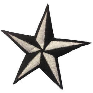 Aufnäher / Bügelbild - Stern - schwarz silber - 8 x 8 cm - Patch Aufbügler Applikationen zum aufbügeln Applikation Patches Flicken