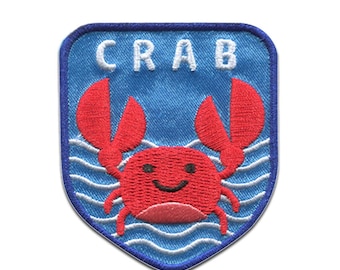 Aufnäher / Bügelbild - Krabbe Krebs Crab Brave Coast - Patches Aufbügeln