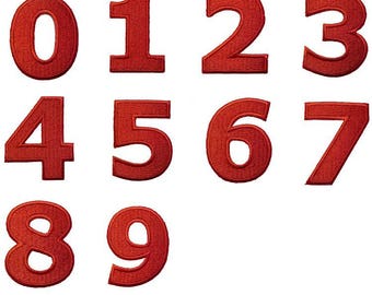 Aufnäher/Aufbügler - Zahl/Ziffer rot - Alle Zahlen einzeln auswählbar (Zahl/Ziffer: Zahl 8 - 4.9x3.9cm)