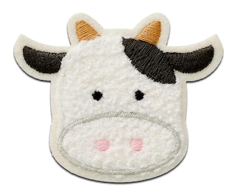 Chenille cow animal - Iron On Patches Adhesive Emblem, Size - 5,4 x 6,6 cm