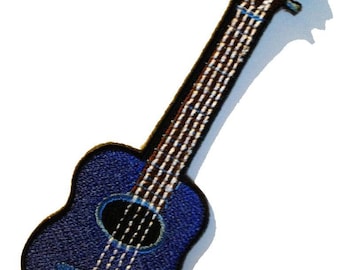 Gitarre - Aufnäher, Bügelbild, Aufbügler, Applikationen, Patches, Flicken, zum aufbügeln, Größe - 10 x 3.8 cm