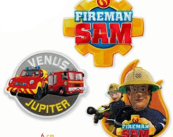 Fireman Sam © Set 3 Pieces Fire - Iron on patches adhesive emblem stickers