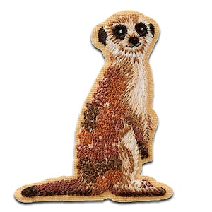 Meerkats animal - Iron on patches adhesive emblem, size - 5,9 x 5,1 cm
