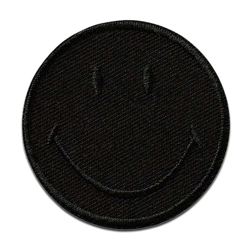 Smiley © Schwarz Aufnäher, Bügelbild, Aufbügler, Größe 5 x 5 cm Bild 4