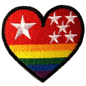 Iron on patches - heart rainbow - colorful - 4.5x5.2cm - Application badges