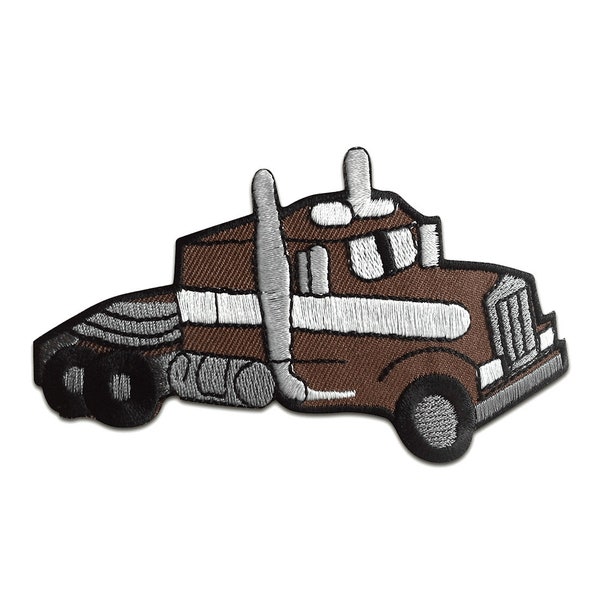 Iron on patches - Truck LKW children – brown – 10,9x7cm - Application badges