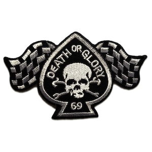 Iron on patches - Death Or Glory Biker - black - 9,5x6,2cm - Application badges