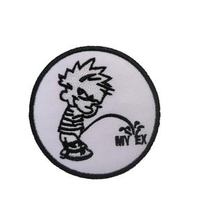 Iron on patches - Piss on my EX Funny Lustig Biker white 7.6x7.6 badges