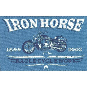 Aufnäher / Bügelbild - Iron Horse Biker - blau - 8,1x5,5cm - Patches Aufbügeln