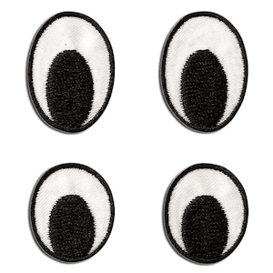 Iron on patches - Set eye  - black/white - different sizes - Application Embroided badges