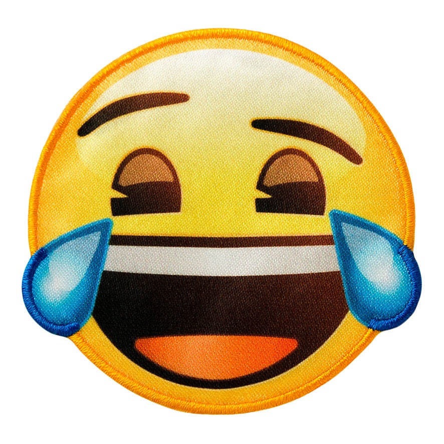 Aufnäher gelb Bügelbild Øca.6,5cm Emoji mit Sonnenbrille