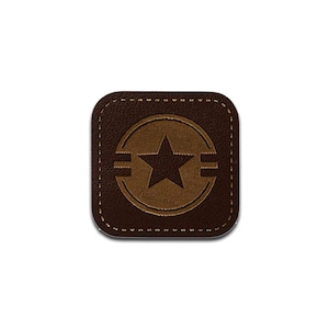 leather star - Iron on patches adhesive emblem, size - 2,9 x 2,9 cm