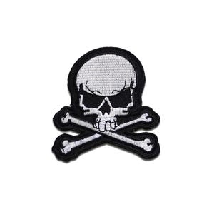 Iron on patches - Skull Biker skeleton - white - 7x8cm - Application badges