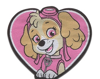 Paw Patrol © Skye - Ecusson thermocollant patches appliques, Taille - 6,3 x 5,3 cm