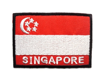 Iron on patches - Singapore flag banner - red - 4,8x7cm - Application badges