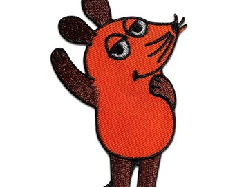 Iron on patches - Mouse Sendung mit der Maus children – orange – 9x5,5cm - Application badges