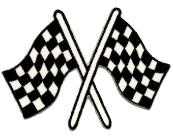 Iron on patches - Racing Flag - white - 9,0x7,0 - Application Embroided badges