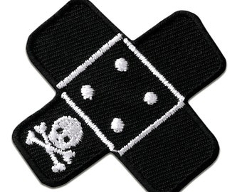 Ecusson - plâtre avec crâne – noir – 5x5cm - by catch-the-patch® patches brode appliques embroidery thermocollant
