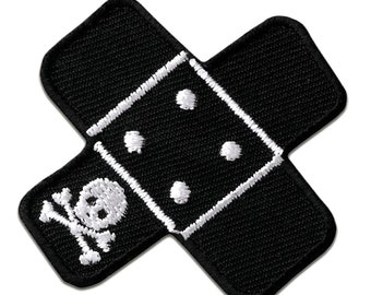 Iron on patches - sticking plaster with skull – black – 5x5cm - Application badges