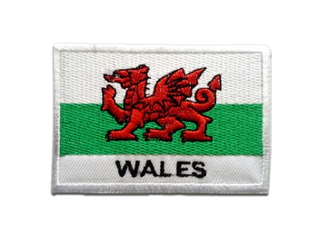 Aufnäher / Bügelbild - Wales Flagge Fahne - weiß - 5,3 x 7,5 cm - Patch Flicken