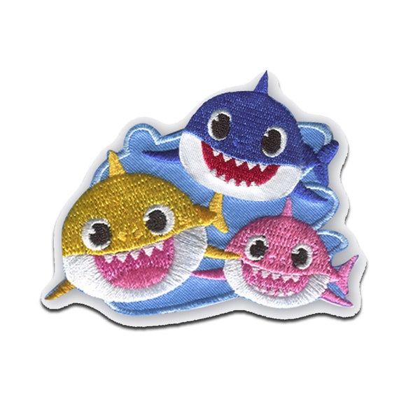 Baby Shark © Shark animal children - Iron on patches, size - 2,52 x 1,97 inches