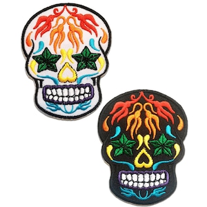 Skull Skeleton - Iron On Patches Adhesive Emblem Stickers Appliques, Size - 2.48 x 3.27 Inches