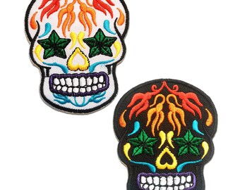 Skull Skeleton - Iron On Patches Adhesive Emblem Stickers Appliques, Size - 2.48 x 3.27 Inches