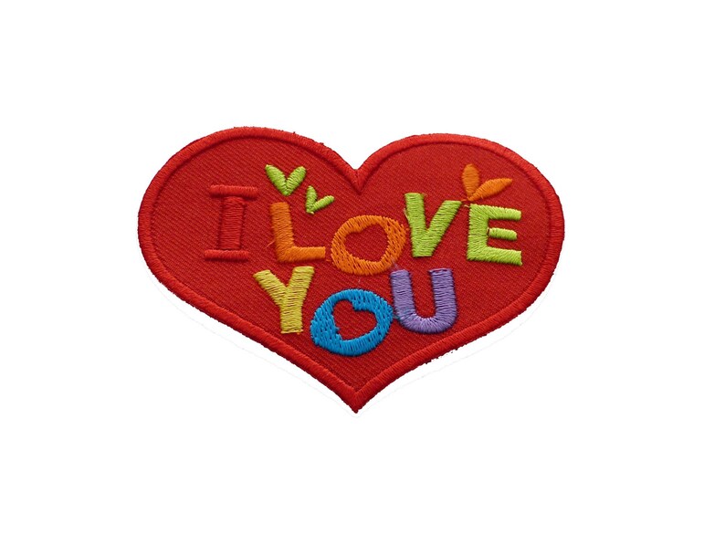 Iron on patches heart I Love You Liebe red 5,1x7,1cm Application image 9