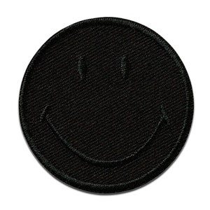 Smiley © Schwarz - Aufnäher, Bügelbild, Aufbügler, Größe - 5 x 5 cm
