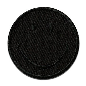 Smiley © Schwarz Aufnäher, Bügelbild, Aufbügler, Größe 5 x 5 cm Bild 1