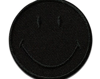 Smiley © Schwarz - Aufnäher, Bügelbild, Aufbügler, Größe - 5 x 5 cm