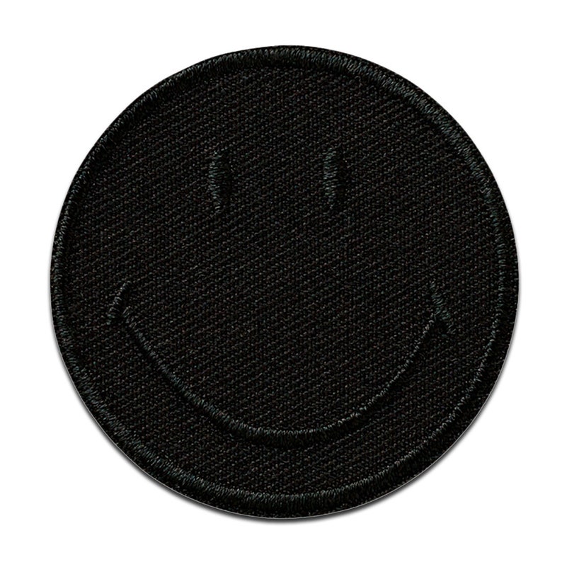 Smiley © Schwarz Aufnäher, Bügelbild, Aufbügler, Größe 5 x 5 cm Bild 1