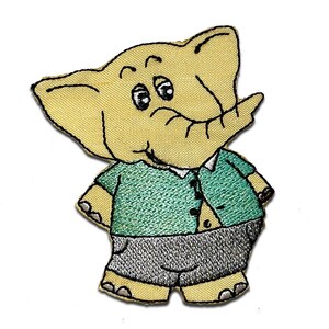 Éléphant Business Animal - Ecusson Thermocollant Patches, Taille - 6,6 x 5,6 cm