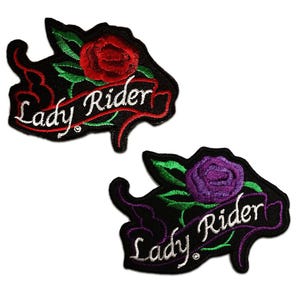 Lady Rider Biker - Iron On Patches Adhesive Emblem Stickers Appliques, Size - 3.54 x 2.76 Inches