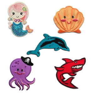 Iron on patches for clothing kids - Sea children set 5 pieces