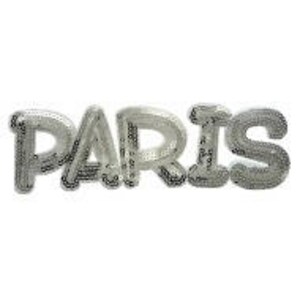 Aufnäher / Bügelbild - Paris mit Pailletten – silber – 23x25,5cm - Patch Aufbügler Applikationen zum aufbügeln Applikation Patches Flicken