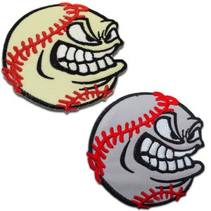Baseball Angry Sport Children - Iron On Patches Adhesive Emblem Stickers Appliques, Size - 3.03 x 3.03 Inches