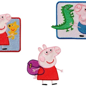 Iron on patches - Peppa Pig © Set 3 pieces - Application Embroided badges