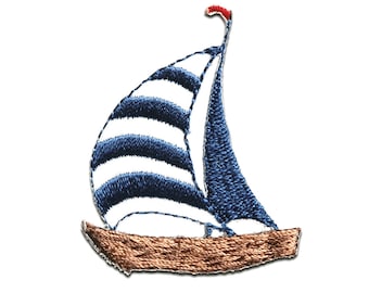Ecusson - voilier navire bateau - bleu - 4,9x4,1cm - patches brode appliques