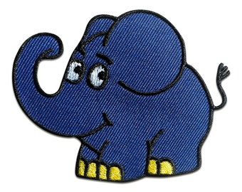 Iron on patches - Elephant Sendung mit der Maus children – blue – 2.95 x 2.28 Inches InchesInches - Application badges