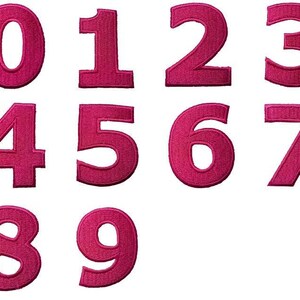 Aufnäher/Aufbügler - Zahl/Ziffer pink - Alle Zahlen einzeln auswählbar (Zahl/Ziffer: Zahl 1 - 4.9x3.3cm)