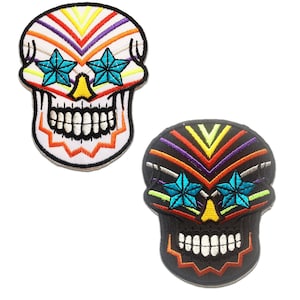 Skull Skeleton - Iron On Patches Adhesive Emblem Stickers Appliques, Size - 2.83 x 3.54 Inches