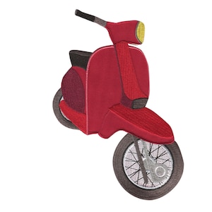 Roller Scooter Motorcycle - Iron On Patches Adhesive, Size - 21 x 11 cm